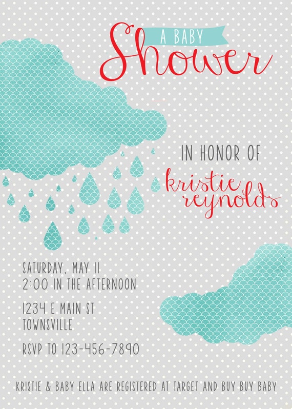 Items similar to Rain Drops Baby Shower Invitation Digital File - Boy ...