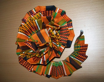 Per yard Handmade ruffled Kente Ribbon, Kente print ribbon per yard, Kente#2 pleated ribbon/ Use for crafts, Sewing