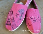 Paris Theme Custom TOMS Shoes II - ADULT - with flowers