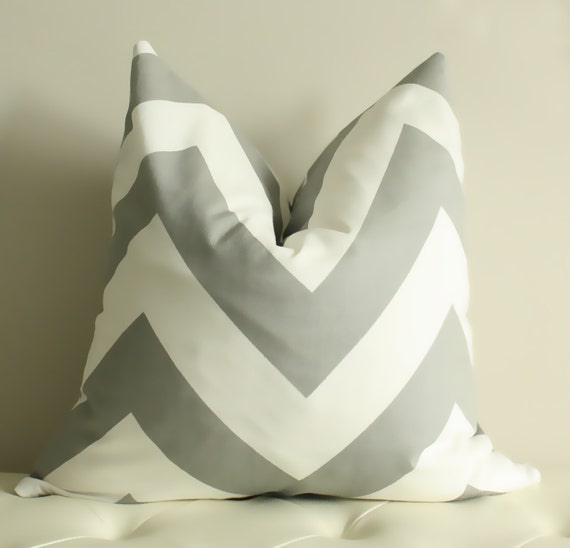 Items similar to Large Grey Chevron Pillow Cover on Etsy