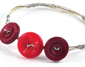 Guitar String Jewelry Bangle with Upcycled Red Burgandy Marsala Buttons on Guitar Strings Music Gift