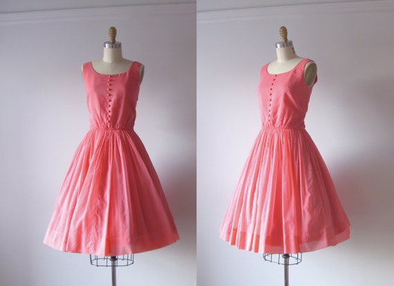 vintage 1950s dress / 50s party dress / Pink Soiree