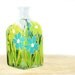 Hand Painted Glass Bottle Spring Summer Flower Botanical Design Turquoise yellow green kitchen decor home decor -Decorative Glass Art