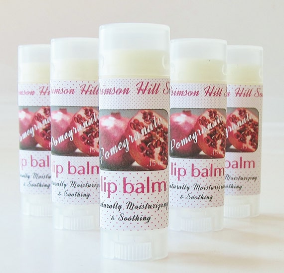 Pomegranate Natural Lip Balm handmade organic gloss lip