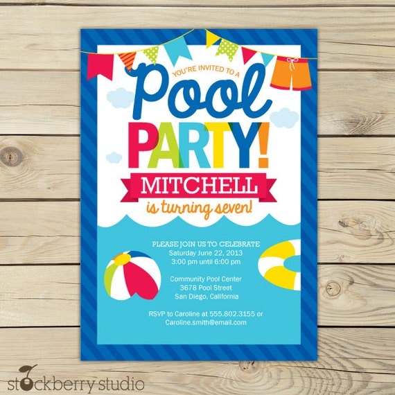 Pool Birthday Party Invitations 5