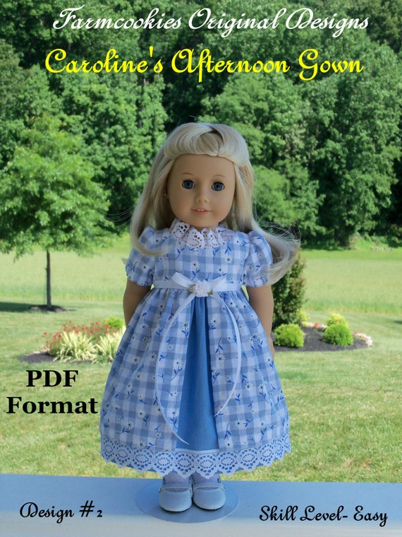 PDF Sewing Pattern for American Girl: Caroline's Afternoon Gown / Sewing Pattern for 18" Dolls