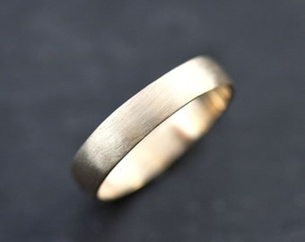 Men's Gold Wedding Band, 4.5mm Low Dome 14k Recycled Hand Carved Yellow Gold Wedding Ring - Made in Your Size