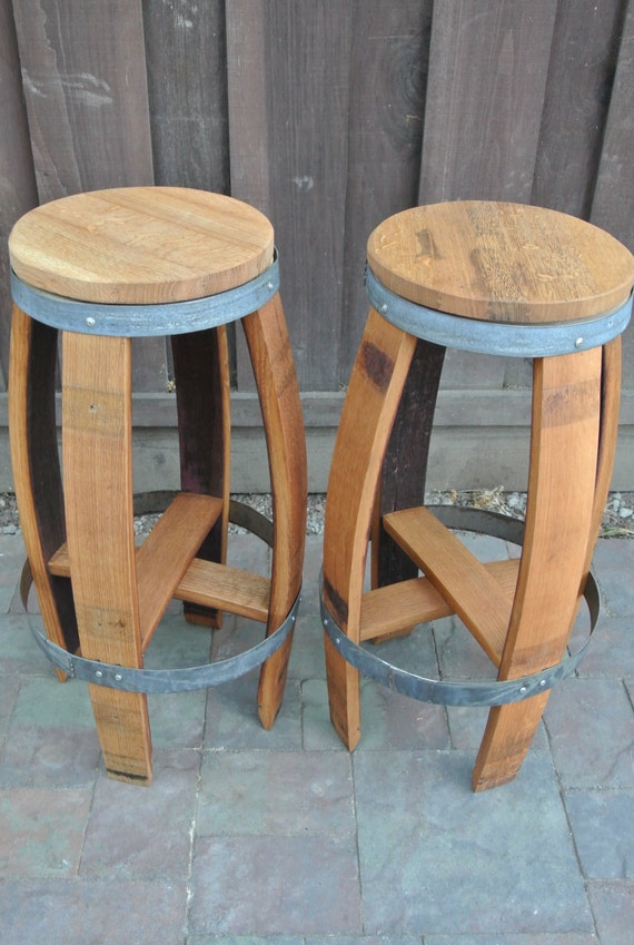 Recycled Wine Barrel Stave Bar Stool