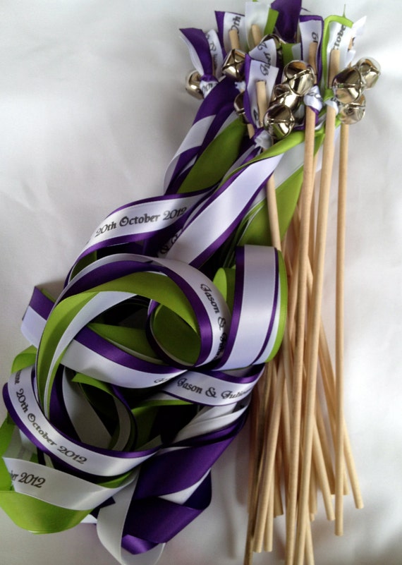 50 Personalized Wedding Wands colors Sticks With Bells Fall