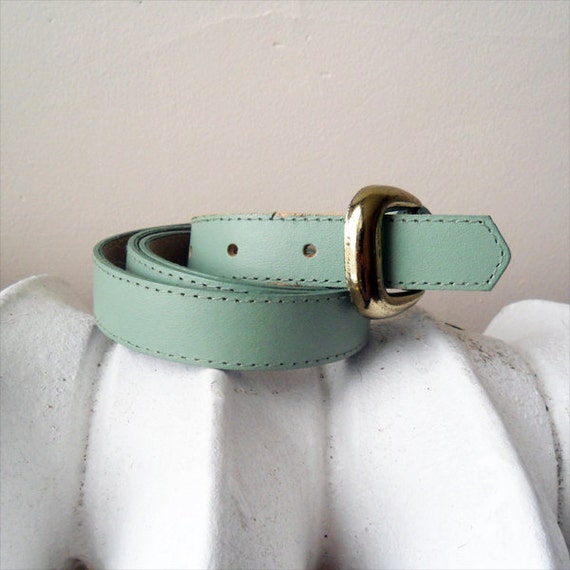 Vintage Mint Green Belt with Gold Hardware by voxkill on Etsy