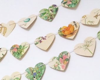 Heart garland, paper hearts, wedding decor, heart bunting, Spring banner, Valentine's Day decor