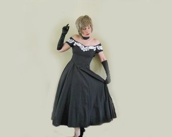 Vintage Black Bridesmaid Dress - Pr iscilla of Boston - Tea-Length ...