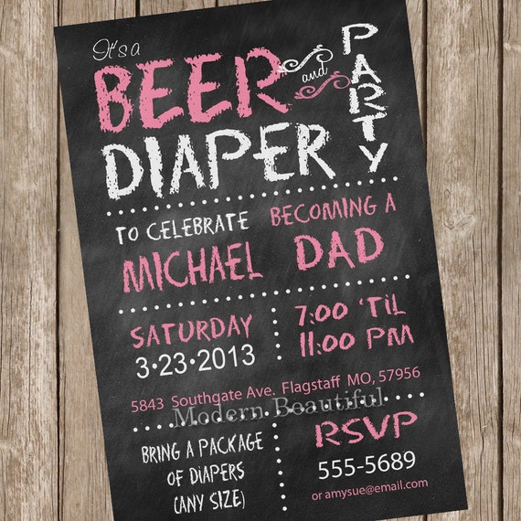 Diapers And Beer Baby Shower Invitations 9