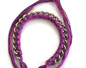 Berry Colored Wrapped Chain Bracelet