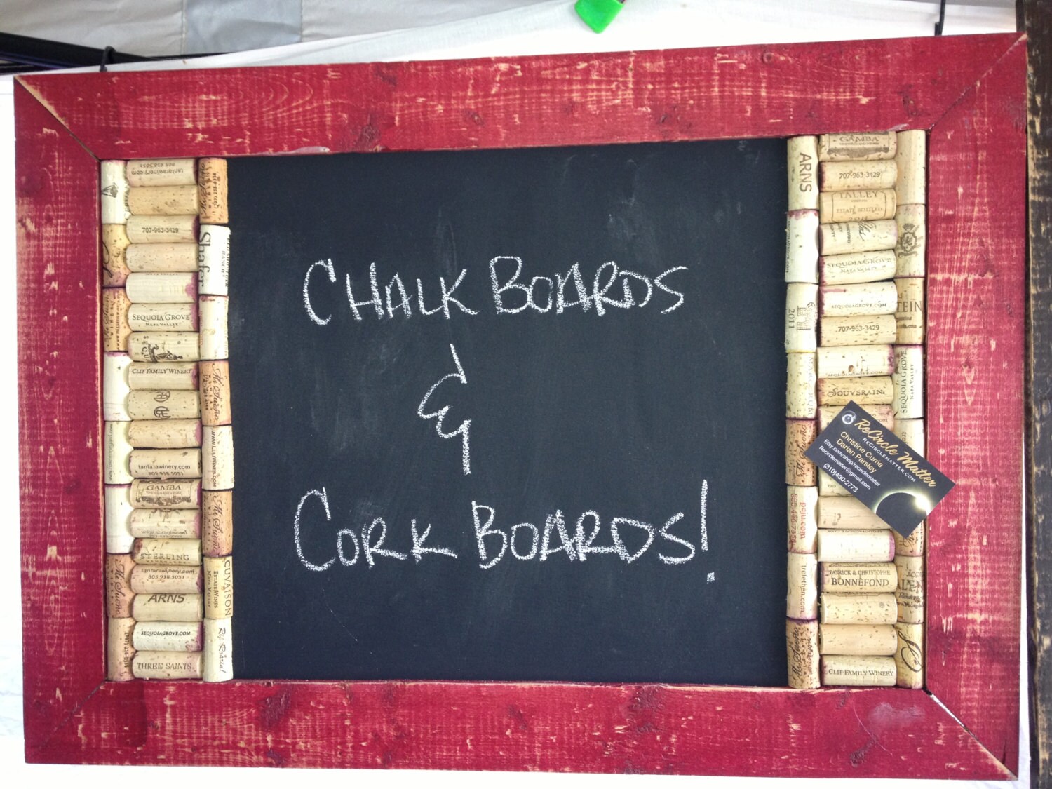 Chalkboard and Wine Cork Board Combo by recirclematter on Etsy