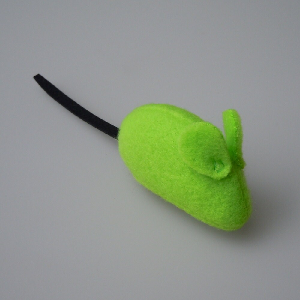 Catnip Mouse Cat Toy Lime Green Fleece by TheCatFarm on Etsy