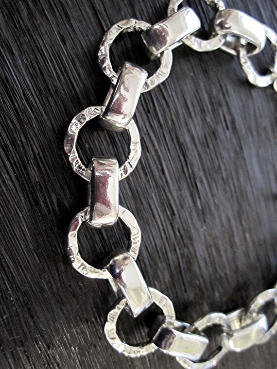 Chunky Artisan Chain Link Bracelet in Sterling Silver B19