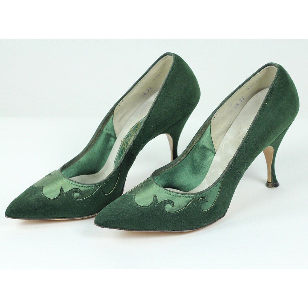 Vintage 50 s shoes  Emerald  green shoes  1950 s