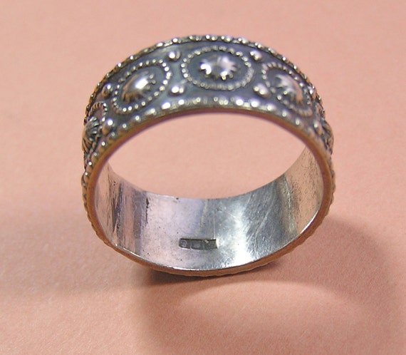 Vintage Sterling Patterned Sunburst Ring Size 8