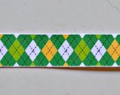 Green and yellow argyle on white 7/8" grosgrain ribbon- St Patricks day Oregon Ducks Il_170x135