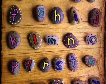 Alphabet Stones Preschool Montessori Letters. / Waldorf Toy Pre school graduation Gift, stocking stuffer, Rocks, cyber monday deals