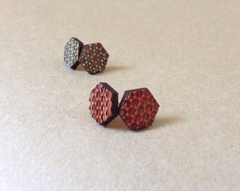Brown - Kerala Handpainted Bamboo Stud Earrings 27