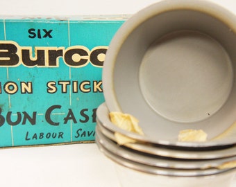 Vintage Muffin Tins Bun Cases 1950s Burco Non Stick