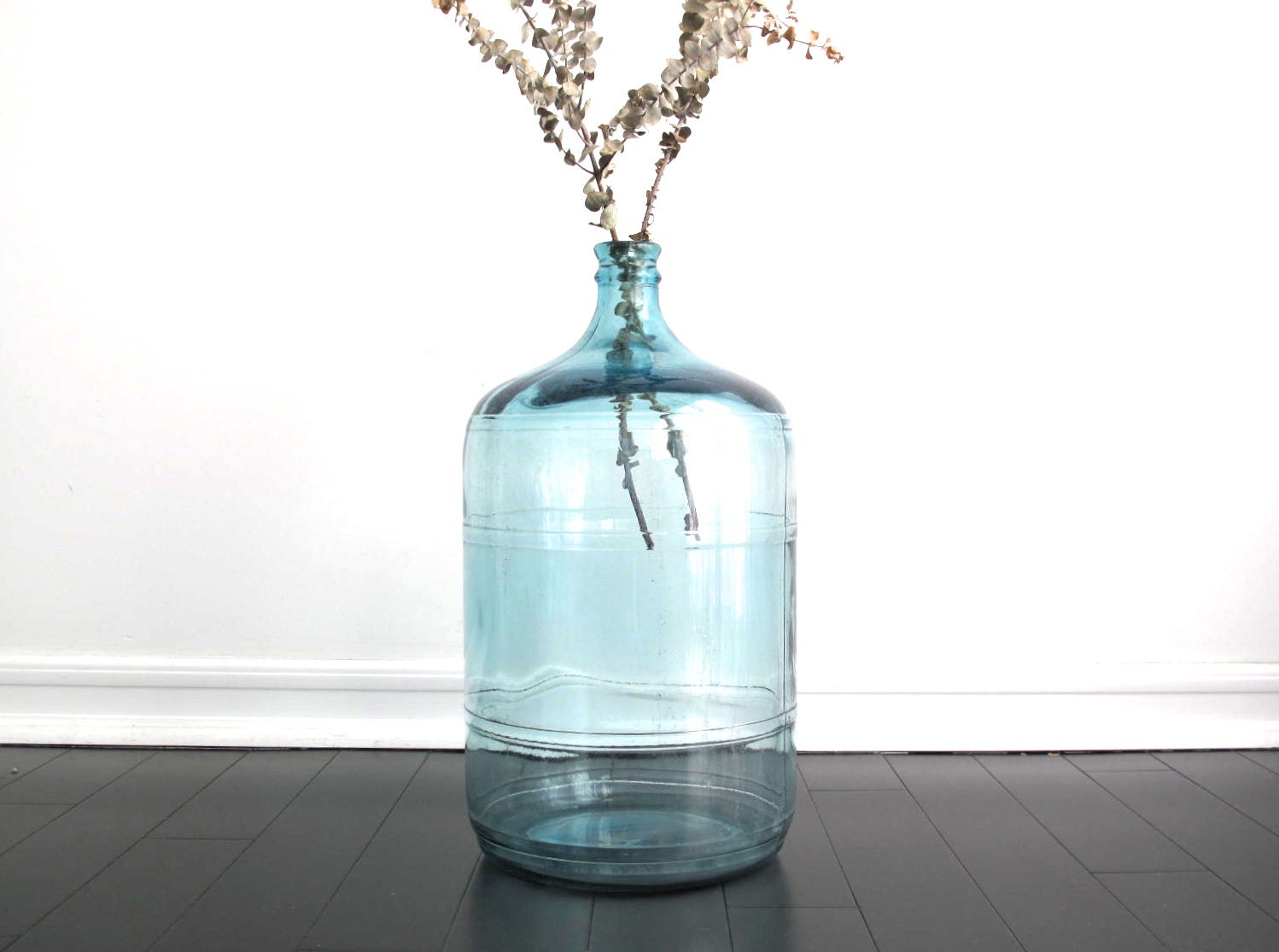 Vintage Blue Glass Water Jug 5 Gallon Bottle by