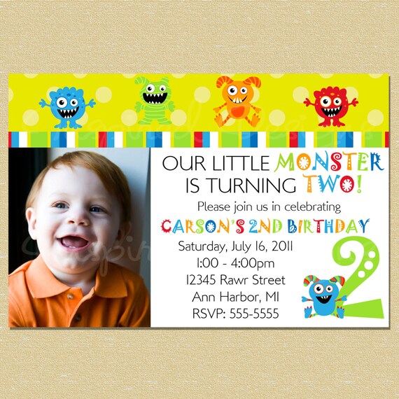 Little Monster Rawr Birthday Invitation - Yellow Il_570xn