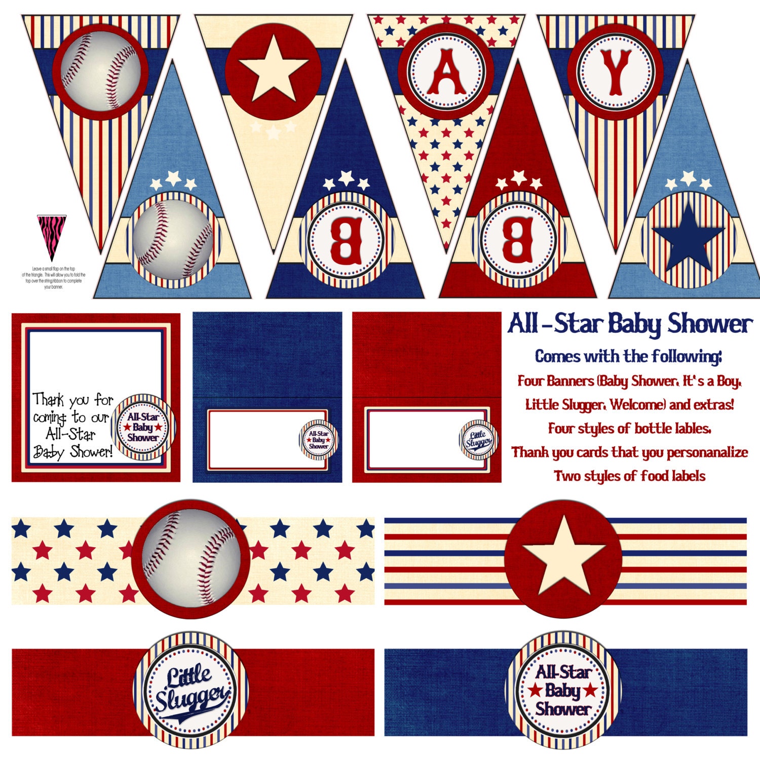 Printable All-Star Baseball Baby Shower Decoration Mega Pack