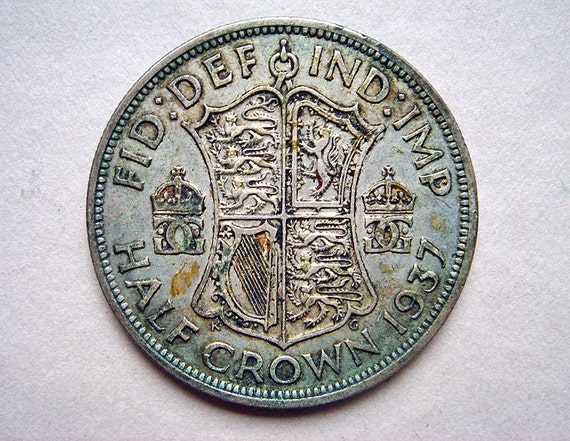 VIntage British 1937 Half Crown Silver Coin
