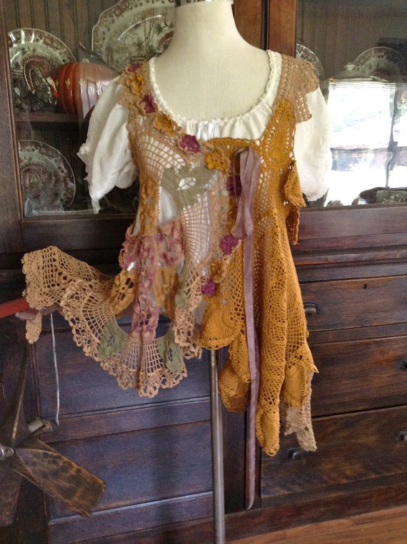 Lucy's Victorian Pansies Crochet Tunic by Luv Lucy