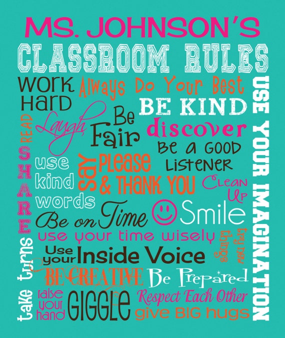 Items similar to CLASSROOM RULES SIGN - Personalized Teacher Gift ...