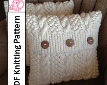 Knit pattern pdf, Cable knit pillow cover pattern, Blackberry Cables 16 x 16 pillow cover - PDF KNITTING PATTERN
