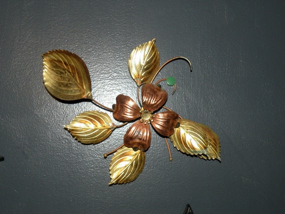 Pair Metal Dogwood Flower Wall Hanging Copper Wall Art Home