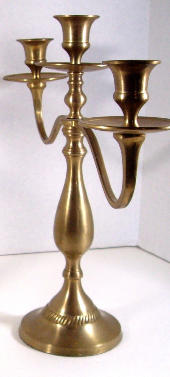Vintage Solid Brass Candelabras Made in India 1970s