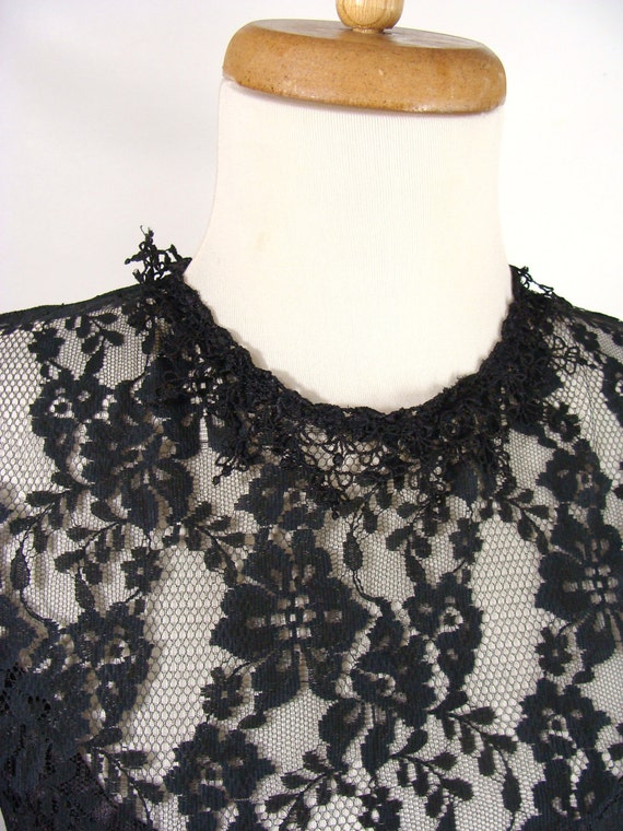 vintage 80s Black Lace Formal Prom Dress Gown victorian goth