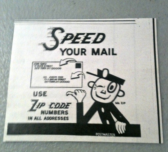 How To Use Zip Code Post Office AD Vintage Ad Old Paper