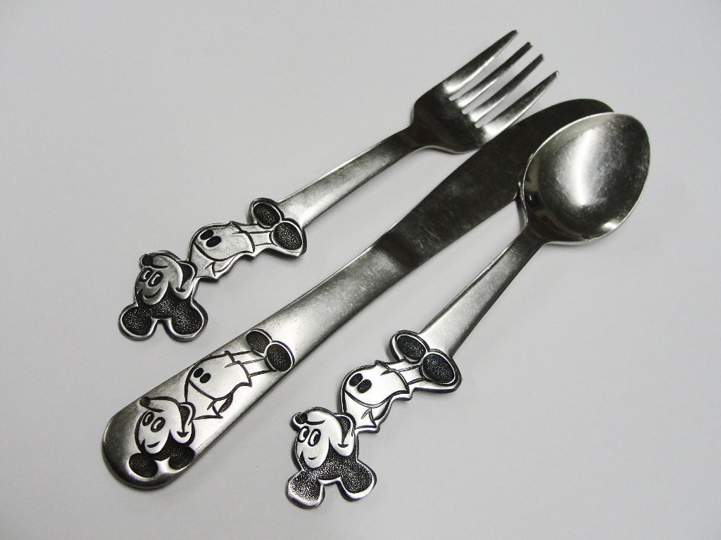 Vintage Mickey Mouse Child's Flatware Set Walt Disney by