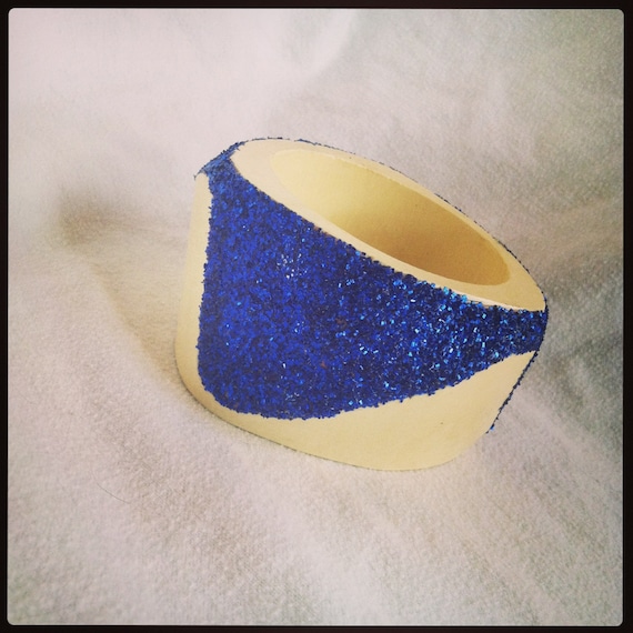 Geometric Blue Glitter Large Bangle