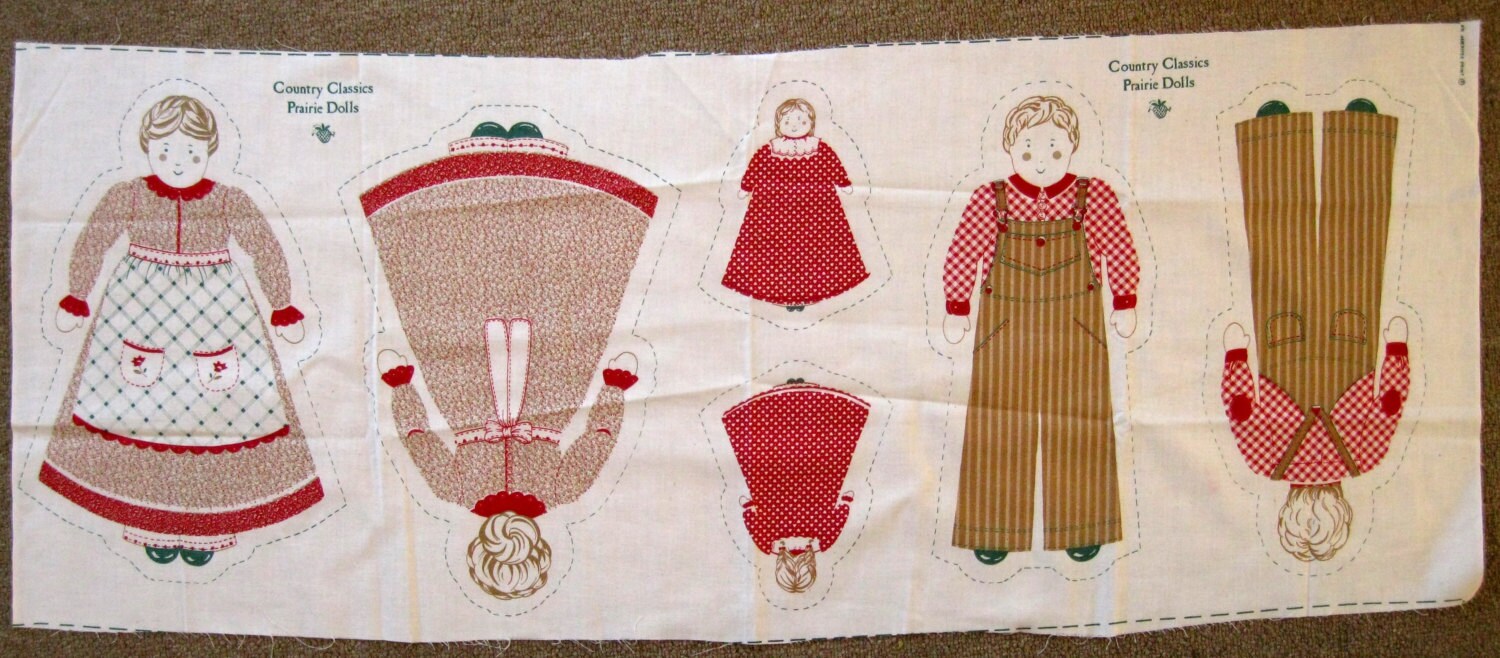 Fabric Doll Panel Cut and Sew Dad Mom & Girl Prairie Farm
