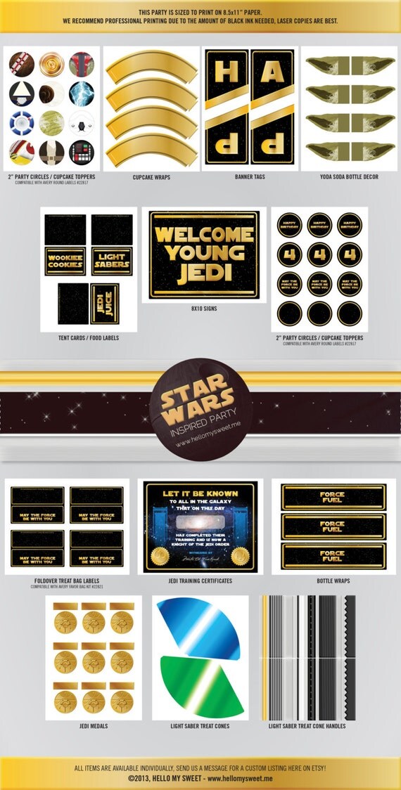 Star Wars Party Printable Decorations PERSONALIZED SET