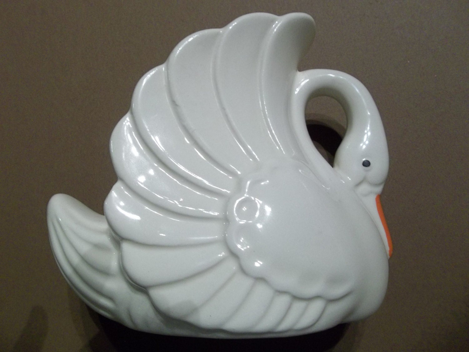 Vintage Cottage Style White Swan Vase Planter by FruFruFleaMarket