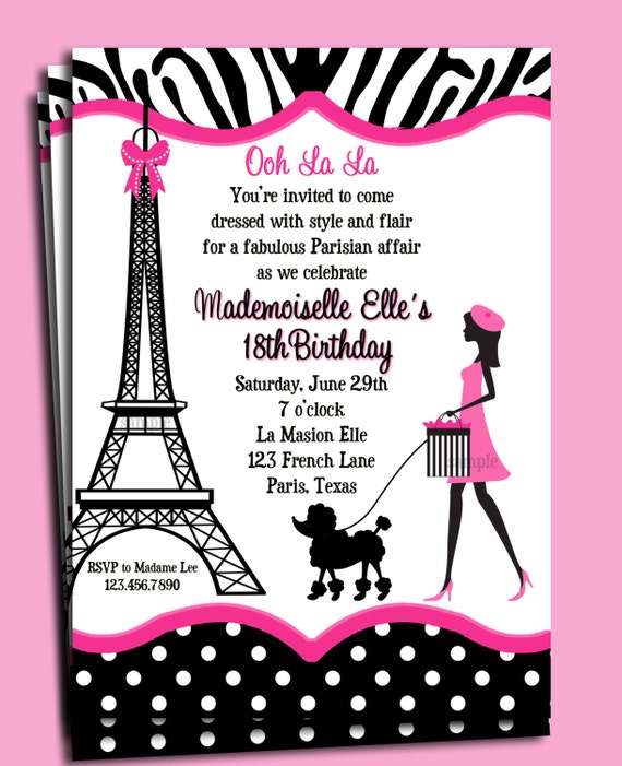 Paris Themed Birthday Party Invitation Wording 2