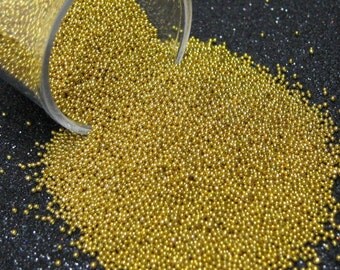deep gold micro marbles .5mm half ounce / 14 grams glass miniature metallic microbead sprinkles caviar beads Supplies