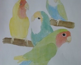 Lovebirds painting | Etsy