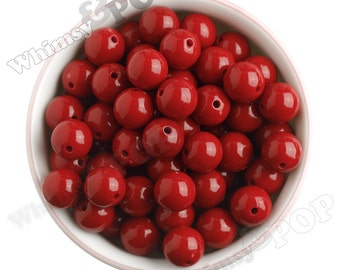 16mm - Cherry Red Gumball Beads, Chunky Gumball Beads, 16mm Gumball Beads, 16mm Chunky Beads, 16mm Beads, 2mm Hole