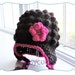 BLACK BUMPY EARFLAP : baby girl crochet earflap hat with flower