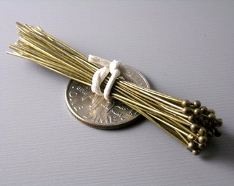 HEADPIN-AB-45MM - 100 Antique Bronze Ball End Headpins (24 guage) - 1.75 inches