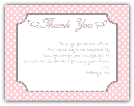 sample congratulations wedding email Dot Baptism Baby Pink You Note Thank Card Girl DIY Polka